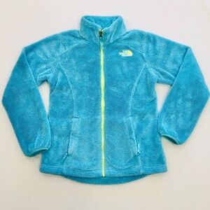 The North Face Girls' Osolita Fleece Jacket Fortuna Blue/Lime Green Medium/10-12